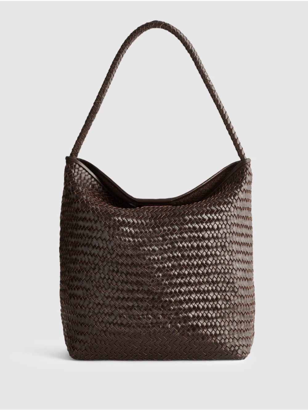 Madewell Signature Woven Bucket Bag in Dark Brown